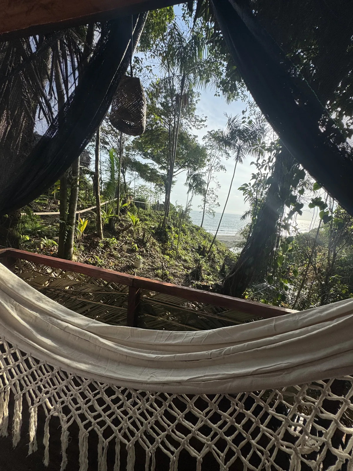 Hamaca del Glamping de LUX frente a la selva y el mar